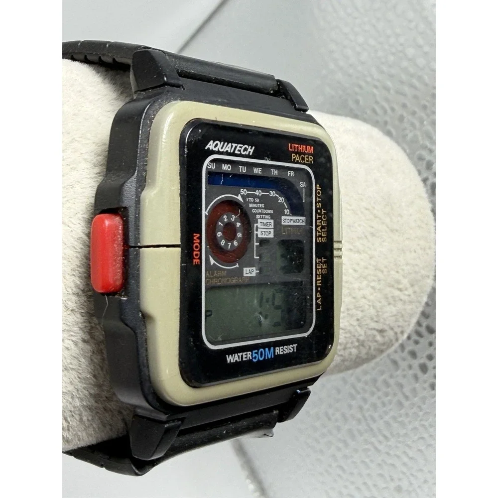 Aquatech Digital Mens Watch 13533 Pacer New Battery 38MM 8